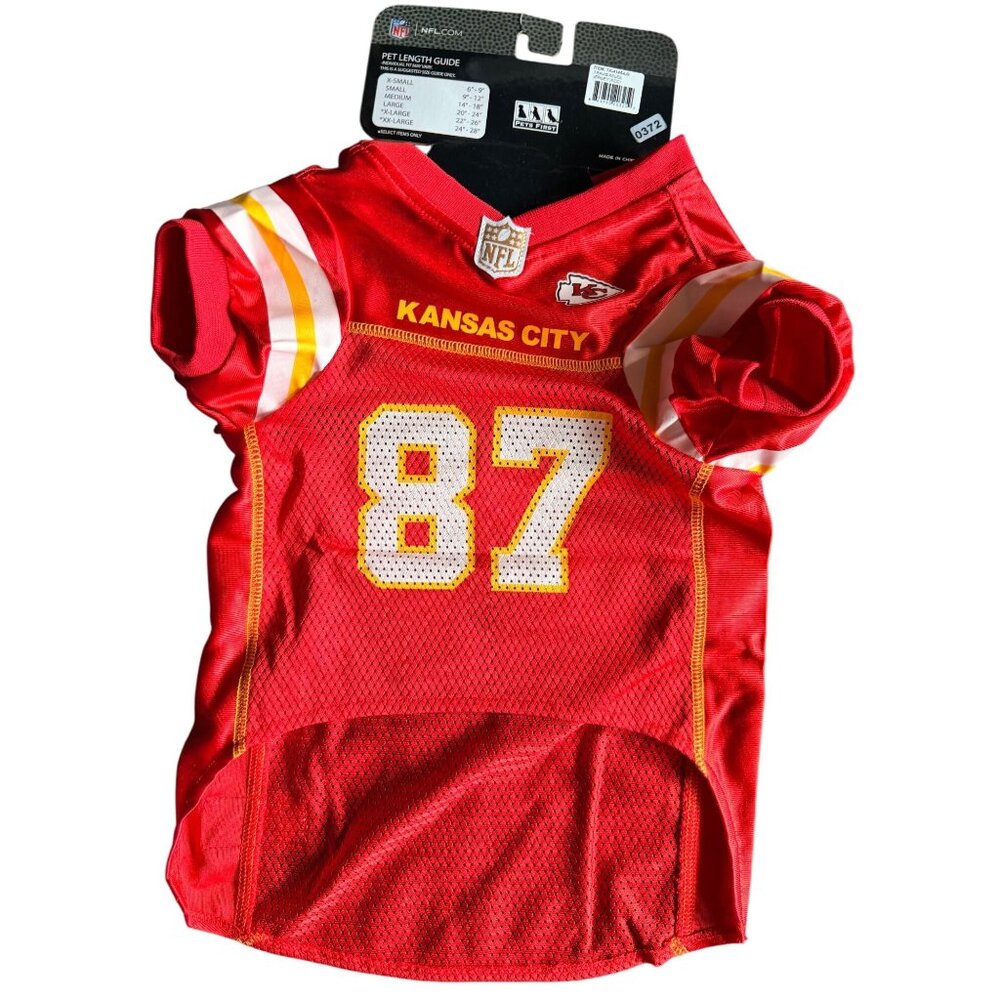 Kansas City Chiefs Travis Kelce #87 Large Dog Jersey NFL Official Pet Wear